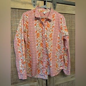 Lucky Brand Red and White Floral Shirt